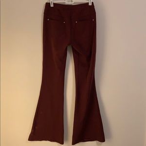 Free people maroon stretch flare pants